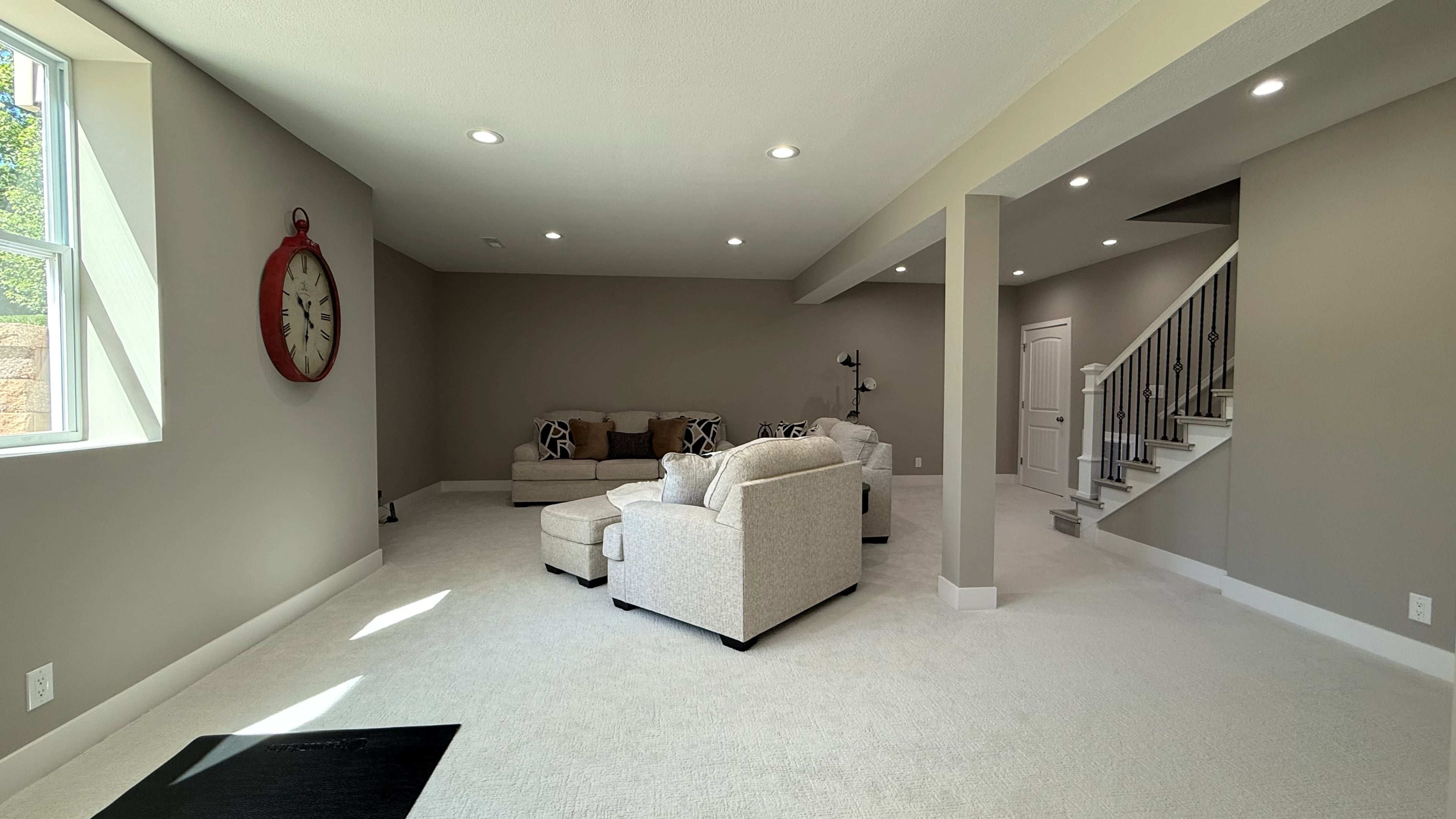 Basement living room and staircase